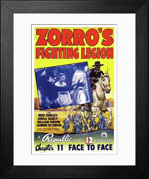 Framed Print : ZORRO'S FIGHTNG LEGION, US poster art, Chapter 11: Face to Face, 1939