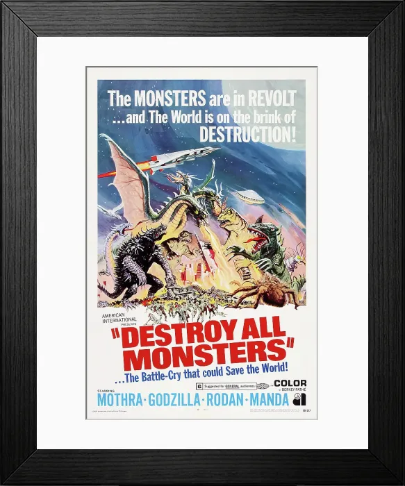 Framed Print : DESTROY ALL MONSTERS, US poster art, 1968