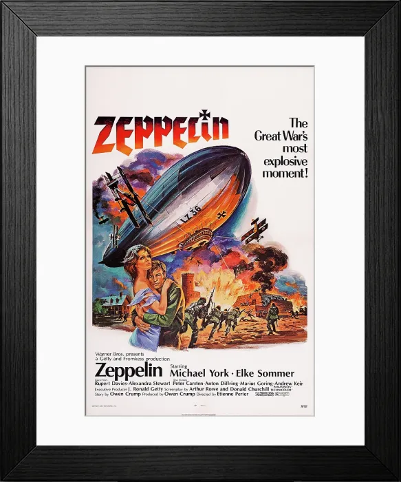 Framed Print : ZEPPELIN, US poster art, front from left: Elke Sommer, Michael York, 1971