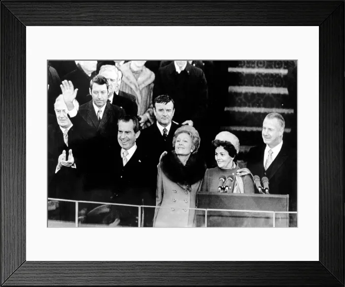 Framed Print : Richard Nixon waves to crowd at inaugural celebration, 01-20-1973.. Courtesy: CSU Archives  /  Everett Collection