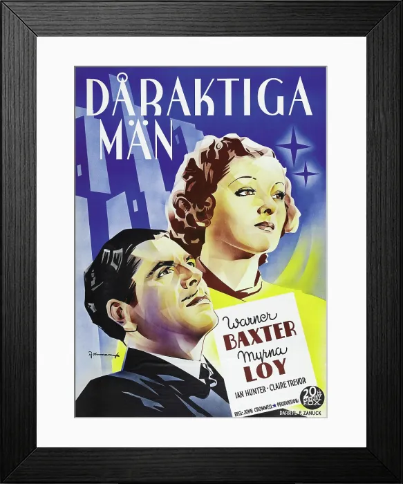 Framed Print : TO MARY - WITH LOVE, (aka DARAKTIGA MAN), Swedish poster art, from left: Warner Baxter, Myrna Loy, 1936, TM & Copyright 20th Century Fox Film Corp
