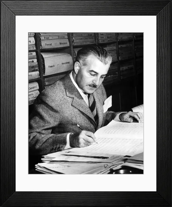 Framed Print : Boston Pops Orchestra conductor, Arthur Fiedler. ca. 1940s. Courtesy: CSU Archives / Everett Collection