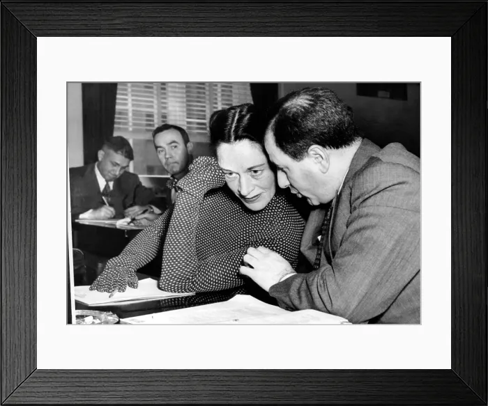 Framed Print : Actress Anne Revere with her attorney R. Lawrence Siegal, testifying before the House Un-American Activities Committee, 1951.. Courtesy: CSU Archives  /  Everett Collection