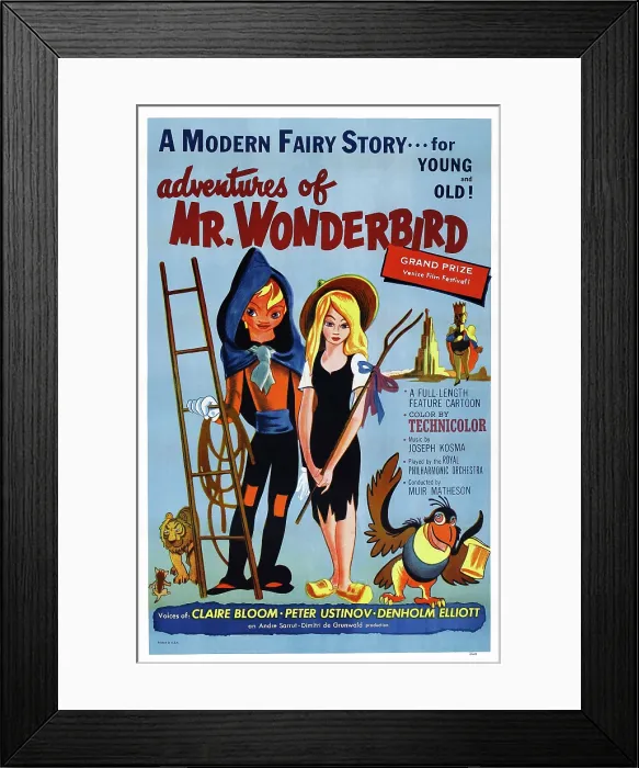 Framed Print : THE ADVENTURES OF MR. WONDERBIRD (aka LA BERGERE ET LE RAMONEUR), US poster art, 1952 Framed Print : THE ADVENTURES OF MR. WONDERBIRD (aka LA BERGERE ET LE RAMONEUR), US poster art, 1952