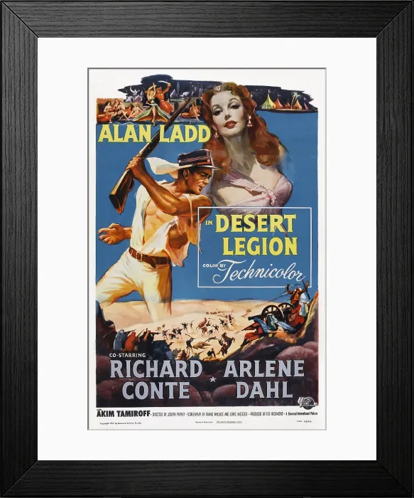 Framed Print : DESERT LEGION, US poster art, from left: Alan Ladd, Arlene Dahl, 1953 Framed Print : DESERT LEGION, US poster art, from left: Alan Ladd, Arlene Dahl, 1953