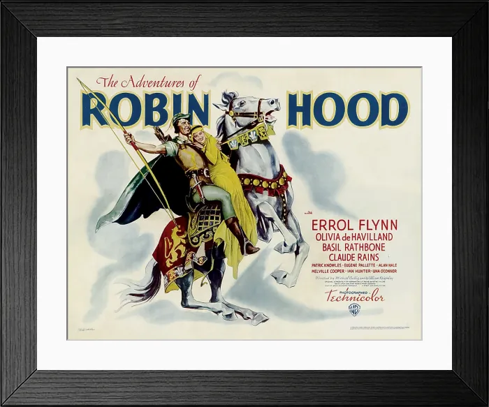 Framed Print : THE ADVENTURES OF ROBIN HOOD, from left: Errol Flynn, Olivia DeHavilland, 1938