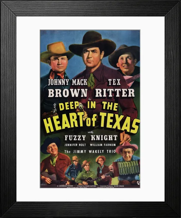 Framed Print : DEEP IN THE HEART OF TEXAS, top from left: Tex Ritter, Johnny Mack Brown, Fuzzy Knight, bottom from left: Tex Ritter, The Jimmy Wakely Trio, 1942