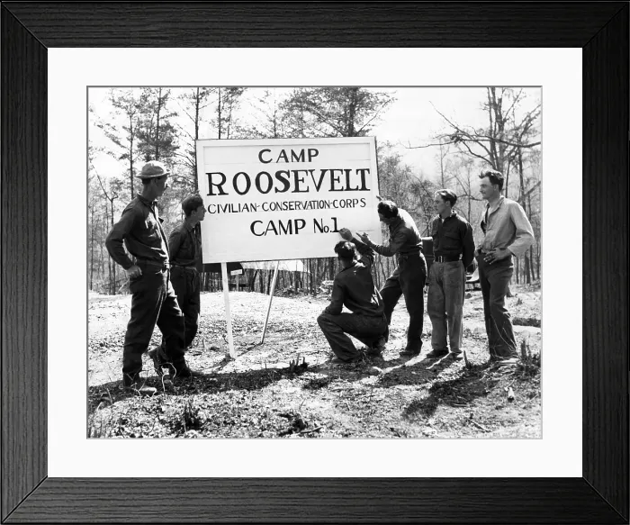 Framed Print : A forest army camp in the George Washinton National Forest near Luray, Virginia. ca 1933. Courtesy: CSU Archives / Everett Collection