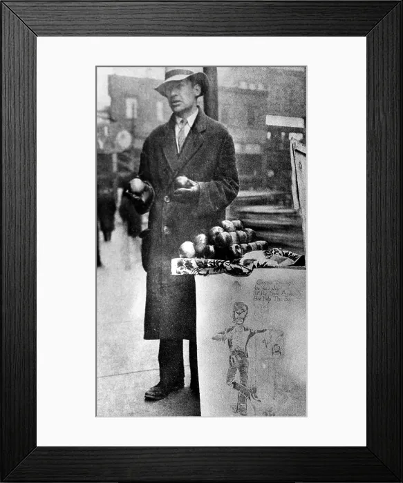 Framed Print : Begging for business, this apple seller was a victim of the Great Depression. 1930s. Courtesy: CSU Archives / Everett Collection