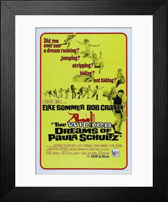 Framed Print : THE WICKED DREAMS OF PAULA SCHULTZ, US poster art, Elke Sommer, Bob Crane, 1968