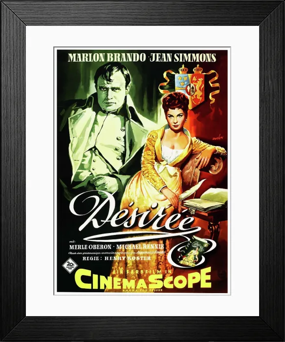 Framed Print : DESIREE, from left: Marlon Brando, Jean Simmons on German poster art, 1954, TM and Copyright 20th Century Fox Film Corp. All rights reserved. / courtesy Everett Collection Framed Print : DESIREE, from left: Marlon Brando, Jean Simmons on German poster art, 1954, TM and Copyright 20th Century Fox Film Corp. All rights reserved. / courtesy Everett Collection
