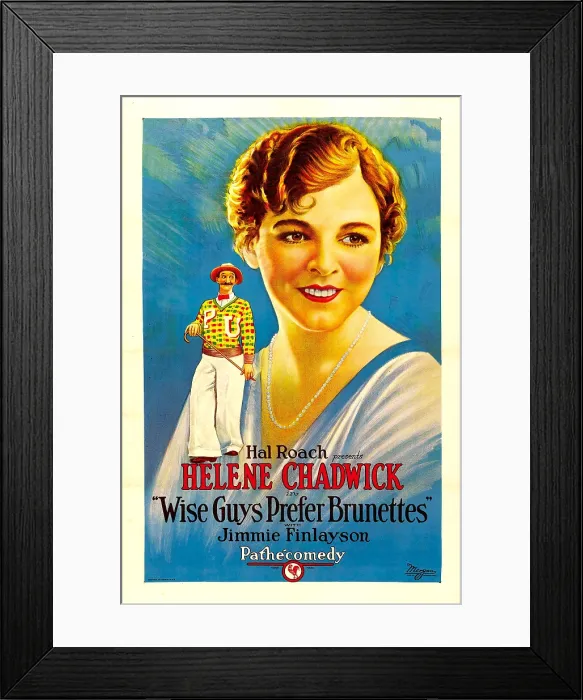 Framed Print : WISE GUYS PREFER BRUNETTES, left to right: James Finlayson, (aka Jimmie Finlayson), Helene Chadwick, 1926 Framed Print : WISE GUYS PREFER BRUNETTES, left to right: James Finlayson, (aka Jimmie Finlayson), Helene Chadwick, 1926