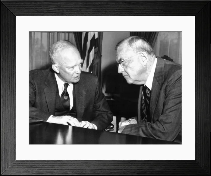 Framed Print : President Eisenhower and John Foster Dulles at the White House