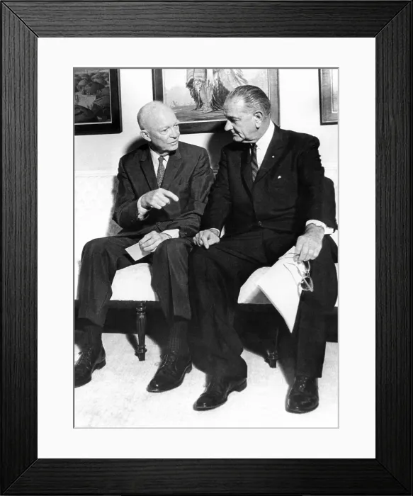 Framed Print : Former President Dwight Eisenhower with President Lyndon Johnson at the White House Framed Print : Former President Dwight Eisenhower with President Lyndon Johnson at the White House