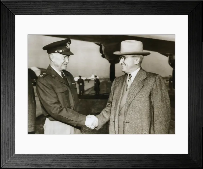 Framed Print : President Truman seeing Gen. Dwight Eisenhower off to Paris, where he would begin organizing NATO, the new Euro-American Anti-Communist military alliance Framed Print : President Truman seeing Gen. Dwight Eisenhower off to Paris, where he would begin organizing NATO, the new Euro-American Anti-Communist military alliance