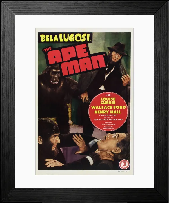 Framed Print : THE APE MAN, US poster art, Bela Lugosi, Henry Hall, 1943