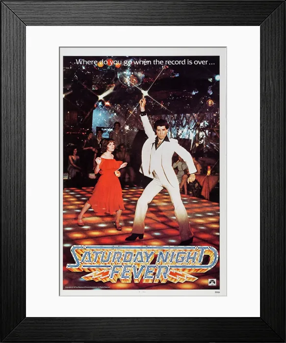 Framed Print : SATURDAY NIGHT FEVER, US poster art, from left: Karen Lynn Gorney, John Travolta, 1977
