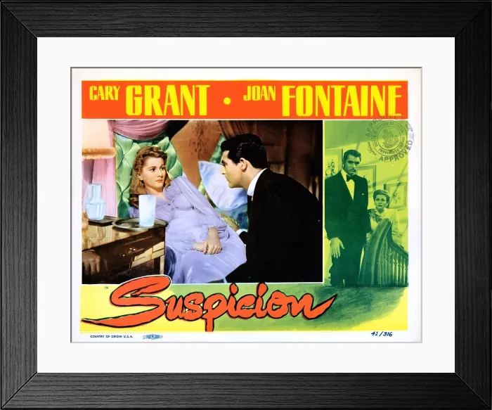 Framed Print : SUSPICION, lobbycard, from left: Joan Fontaine, Cary Grant, 1941 Framed Print : SUSPICION, lobbycard, from left: Joan Fontaine, Cary Grant, 1941