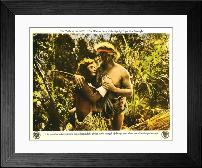 Framed Print : TARZAN OF THE APES, from left: Enid Markey, Elmo Lincoln, 1918 Framed Print : TARZAN OF THE APES, from left: Enid Markey, Elmo Lincoln, 1918