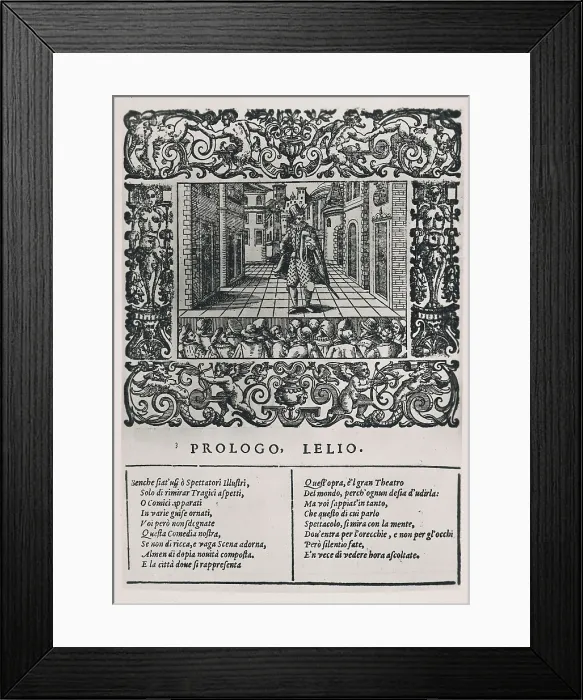 Framed Print : VECCHI, Orazio (1500-1605). Picture from the prologue of the madrigals 'L'Amfiparnaso' (1597) by Orazio Vecchi. Xylography. AISA / Everett Collection**US SALES ONLY** Framed Print : VECCHI, Orazio (1500-1605). Picture from the prologue of the madrigals 'L'Amfiparnaso' (1597) by Orazio Vecchi. Xylography. AISA / Everett Collection**US SALES ONLY**