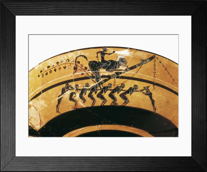 Framed Print : Phalic procession. Black-figure cup. Archaic Greek art. Ceramics. ITALY. Florence. National Museum of Archaeology. AISA / Everett Collection**US SALES ONLY** Framed Print : Phalic procession. Black-figure cup. Archaic Greek art. Ceramics. ITALY. Florence. National Museum of Archaeology. AISA / Everett Collection**US SALES ONLY**