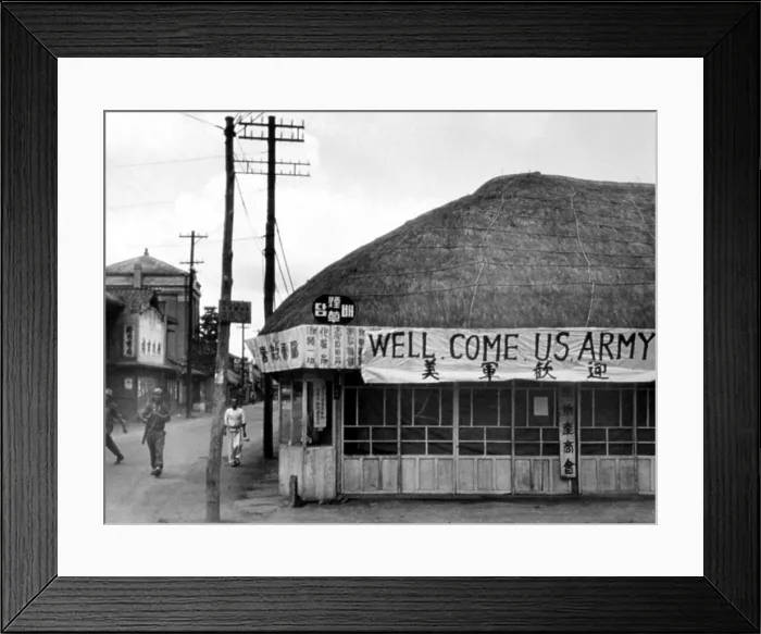 Framed Print : Korean War: Tea shop, Suwon, Korea, 07-08-50.. Courtesy: CSU Archives  /  Everett Collection