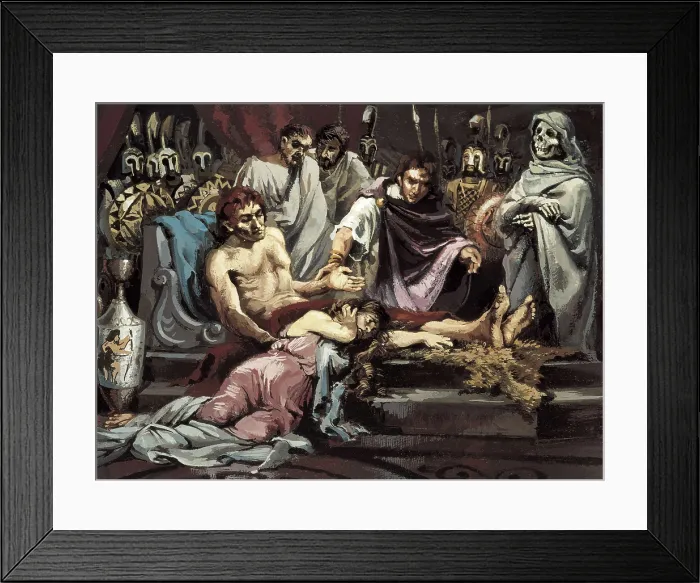Framed Print : ALEXANDER the Great (356-323 BC). Scene from Alexander the Great's death of malaria on the 13th June 323 BC. Oil on canvas. AISA / Everett Collection**US SALES ONLY** Framed Print : ALEXANDER the Great (356-323 BC). Scene from Alexander the Great's death of malaria on the 13th June 323 BC. Oil on canvas. AISA / Everett Collection**US SALES ONLY**