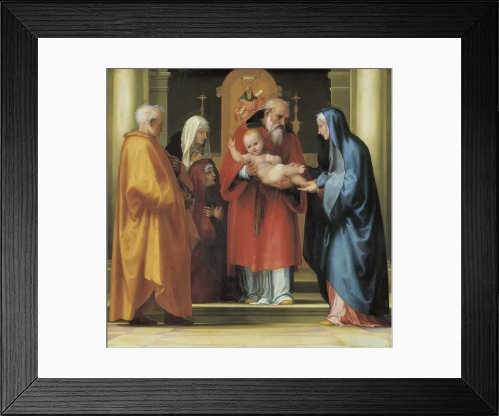 Framed Print : Bartolomeo, Fra or Baccio della Porta (1472-1517). The Scene of Christ in the Temple (Presentazione al tempio di Ges ). 1516. Renaissance art. Cinquecento. Oil on wood. AUSTRIA Framed Print : Bartolomeo, Fra or Baccio della Porta (1472-1517). The Scene of Christ in the Temple (Presentazione al tempio di Ges ). 1516. Renaissance art. Cinquecento. Oil on wood. AUSTRIA