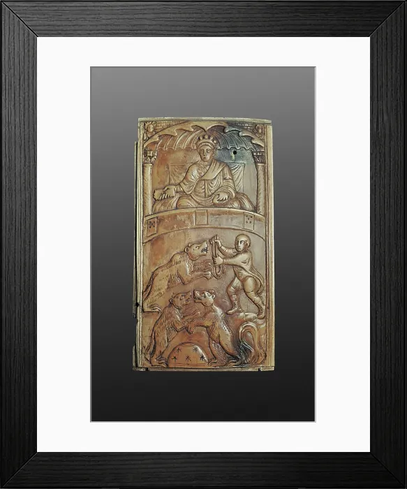 Framed Print : Circus scene. ca. 400. Plaque of an anonymous artist's dyptich from Charlemagne's collections. Paleo-christian art. Sculpture on ivory; Relief. FRANCE. Paris Framed Print : Circus scene. ca. 400. Plaque of an anonymous artist's dyptich from Charlemagne's collections. Paleo-christian art. Sculpture on ivory; Relief. FRANCE. Paris