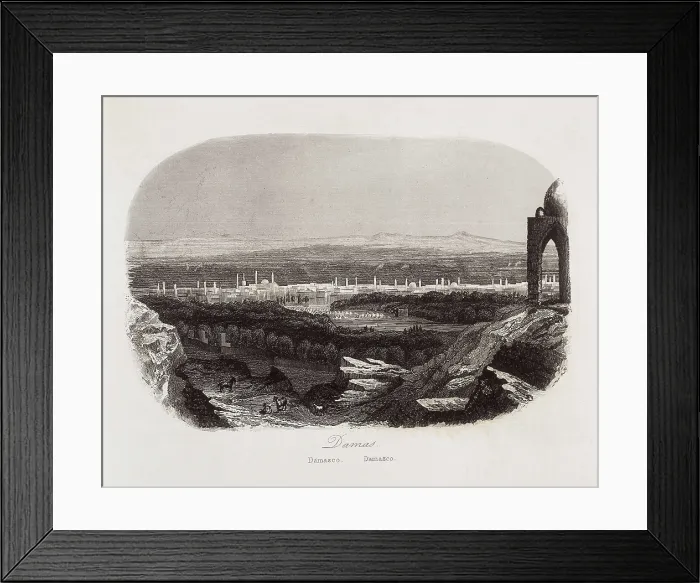 Framed Print : Syria (1863). Damascus. Picture of the 'Historia General de las Misiones' (General History of Missions). Etching. AISA / Everett Collection**US SALES ONLY**