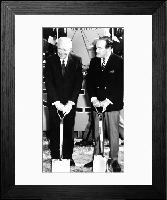 Framed Print : Groundbreaking for Eisenhower College at Seneca Falls, NY. Former President Eisenhower and Bob Hope lead the ceremonies on June 1, 1966. The College closed in 1982 Framed Print : Groundbreaking for Eisenhower College at Seneca Falls, NY. Former President Eisenhower and Bob Hope lead the ceremonies on June 1, 1966. The College closed in 1982