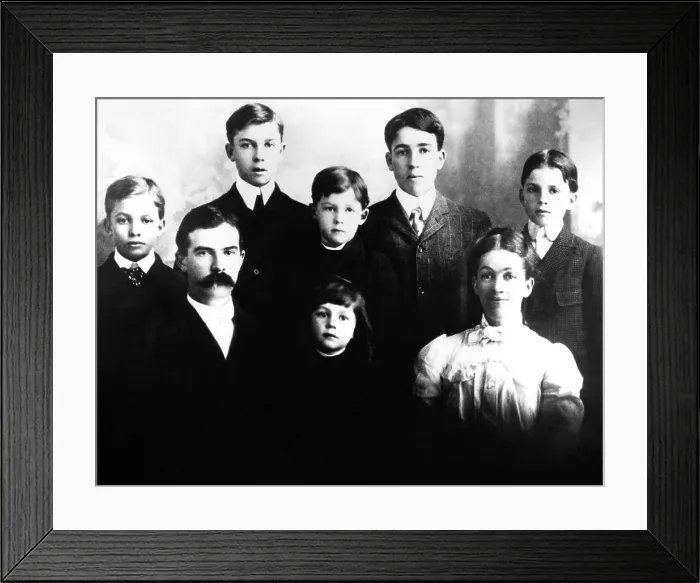 Framed Print : Eisenhower family in 1902. L-R Front row: Father David Eisenhower, Milton, Mother Ida. Back row: Dwight, Edgar, Earl, Arthur, Roy. (CSU_ALPHA_288) CSU Archives / Everett Collection Framed Print : Eisenhower family in 1902. L-R Front row: Father David Eisenhower, Milton, Mother Ida. Back row: Dwight, Edgar, Earl, Arthur, Roy. (CSU_ALPHA_288) CSU Archives / Everett Collection