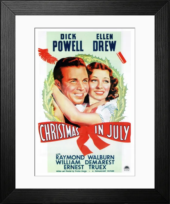 Framed Print : CHRISTMAS IN JULY, l-r: Dick Powell, Ellen Drew on poster art, 1940 Framed Print : CHRISTMAS IN JULY, l-r: Dick Powell, Ellen Drew on poster art, 1940