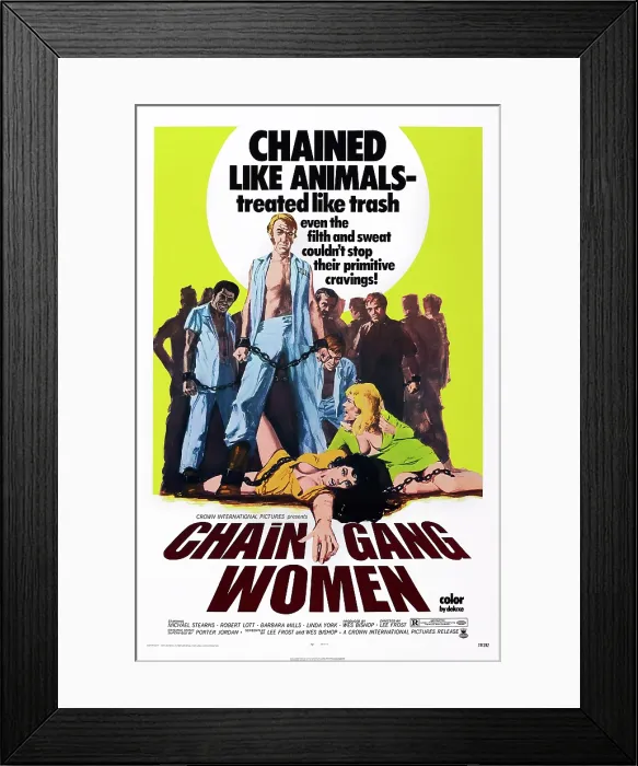 Framed Print : CHAIN GANG WOMEN, US poster art, 1971