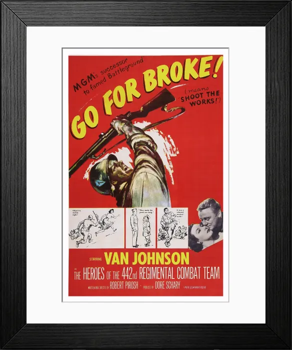 Framed Print : GO FOR BROKE!, US poster art, Van Johnson, Gianna Maria Canale, 1951