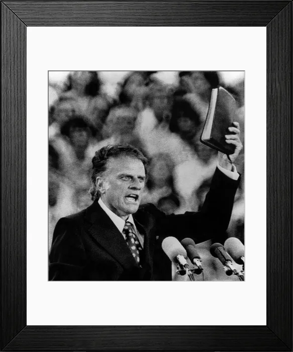Framed Print : Evangelist, Billy Graham preaches the gospel at the Upper Midwest Crusade, Saint Paul Minnesota, July 13, 1973. Courtesy: CSU Archives / Everett Collection