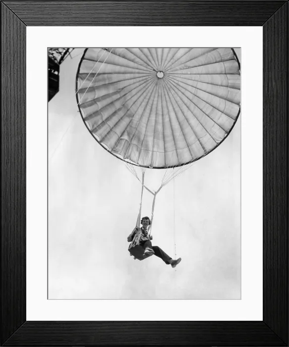 Framed Print : Amelia Earhart helps test a commercial parachute. June 2, 1935. Courtesy: CSU Archives / Everett Collection
