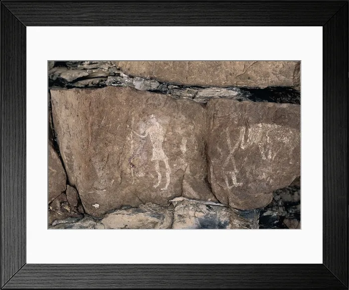 Framed Print : LIBYA. Tadrart Acacus. Representation of shepherds (12.000-8000 BC). Neolithic art. Cave. AISA / Everett Collection**US SALES ONLY**