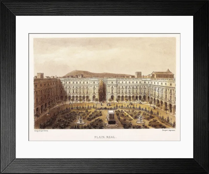 Framed Print : Barcelona (19th c.). Royal Square. Litography. SPAIN. Barcelona. Barcelona City History Museum. AISA / Everett Collection**US SALES ONLY**