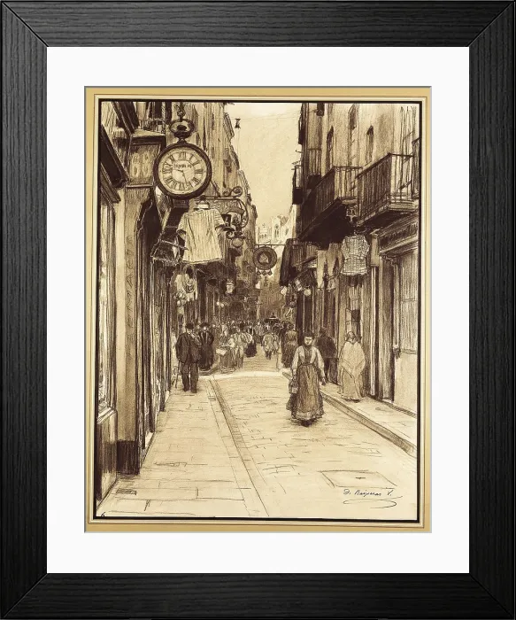 Framed Print : BAIXERAS i VERDAGUER, Dions (1862-1943). Plateria street towards Plaza del Angel (Angel's Square). Drawing. SPAIN. Barcelona. Barcelona City History Museum Framed Print : BAIXERAS i VERDAGUER, Dions (1862-1943). Plateria street towards Plaza del Angel (Angel's Square). Drawing. SPAIN. Barcelona. Barcelona City History Museum