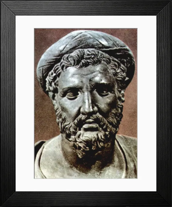 Framed Print : PYTHAGORAS, bust of the 6th century BC mathematician and philosopher, born 569 BC in Samos, Ionia (Italy), died around 475 BC. Courtesy: CSU Archives / Everett Collection Framed Print : PYTHAGORAS, bust of the 6th century BC mathematician and philosopher, born 569 BC in Samos, Ionia (Italy), died around 475 BC. Courtesy: CSU Archives / Everett Collection