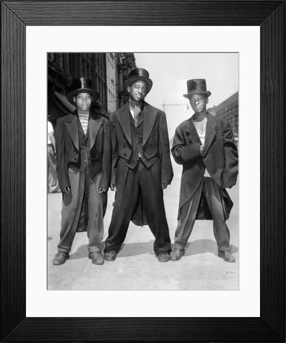 Framed Print : The African American teenagers with tuxedos and top hats during the August 1943 riots in Harlem. Hundreds of businesses were destroyed and looted during the disturbances