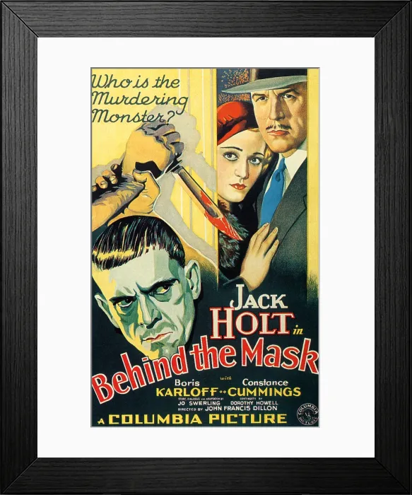 Framed Print : BEHIND THE MASK, Boris Karloff, Constance Cummings, Jack Holt, 1932