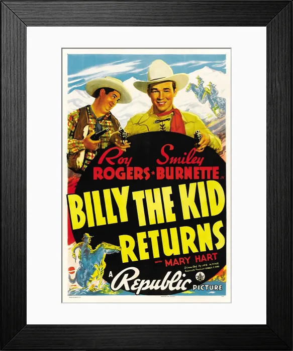 Framed Print : BILLY THE KID RETURNS, Smiley Burnette, Roy Rogers, 1938 Framed Print : BILLY THE KID RETURNS, Smiley Burnette, Roy Rogers, 1938