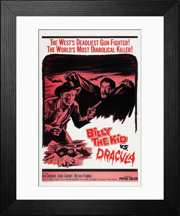 Framed Print : BILLY THE KID VS DRACULA, US poster art, Chuck Courtney, John Carradine, 1966