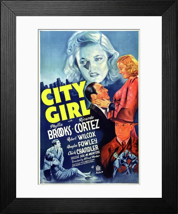 Framed Print : CITY GIRL, top: Phyllis Brooks, center right from left: Ricardo Cortez, Phyllis Brooks, bottom right: Robert Wilcox, 1938, TM and Copyright 20th Century Fox Film Corp Framed Print : CITY GIRL, top: Phyllis Brooks, center right from left: Ricardo Cortez, Phyllis Brooks, bottom right: Robert Wilcox, 1938, TM and Copyright 20th Century Fox Film Corp