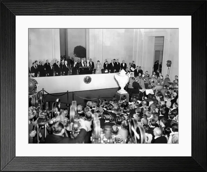 Framed Print : President Franklin Roosevelt dedicated the new National Gallery of Art on March 17, 1941. Financier and former Treasury secretary, Andrew W