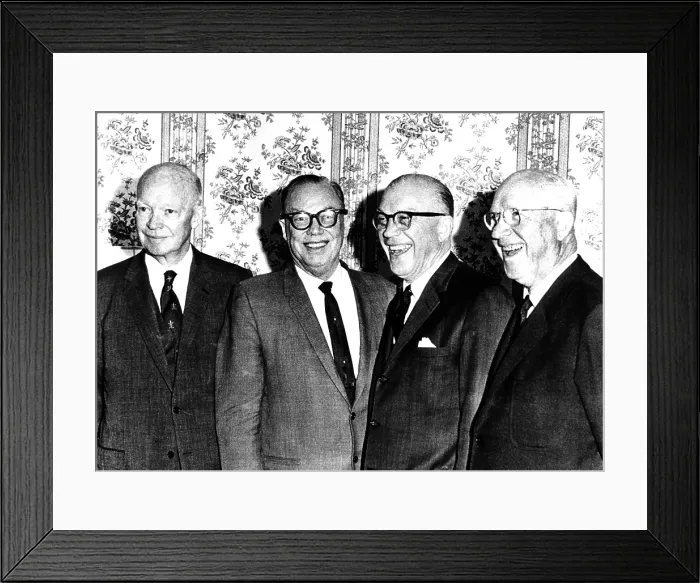 Framed Print : Four Eisenhower Brothers in 1966. L-R: Dwight, Earl, Milton, and Edgar. They appeared at a Illinois Republican $100-a -plate fund raising dinner Framed Print : Four Eisenhower Brothers in 1966. L-R: Dwight, Earl, Milton, and Edgar. They appeared at a Illinois Republican $100-a -plate fund raising dinner