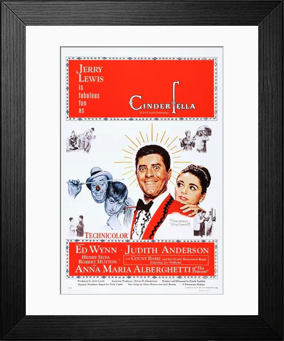 Framed Print : CINDERFELLA, from left: Ed Wynn, Jerry Lewis, far right: Judith Anderson, 1960