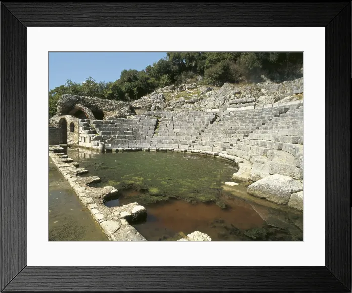 Framed Print : Theatre of Butrinti. 3rd BC. ALBANIA. SARAND. Buthrotum. Theatre rows, reformed later by Romans. Hellenistic art. AISA / Everett Collection**US SALES ONLY**